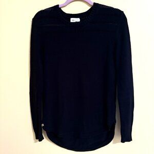 TEN TREE Organic Cotton Sweater Womens S Black High-low Hip Length